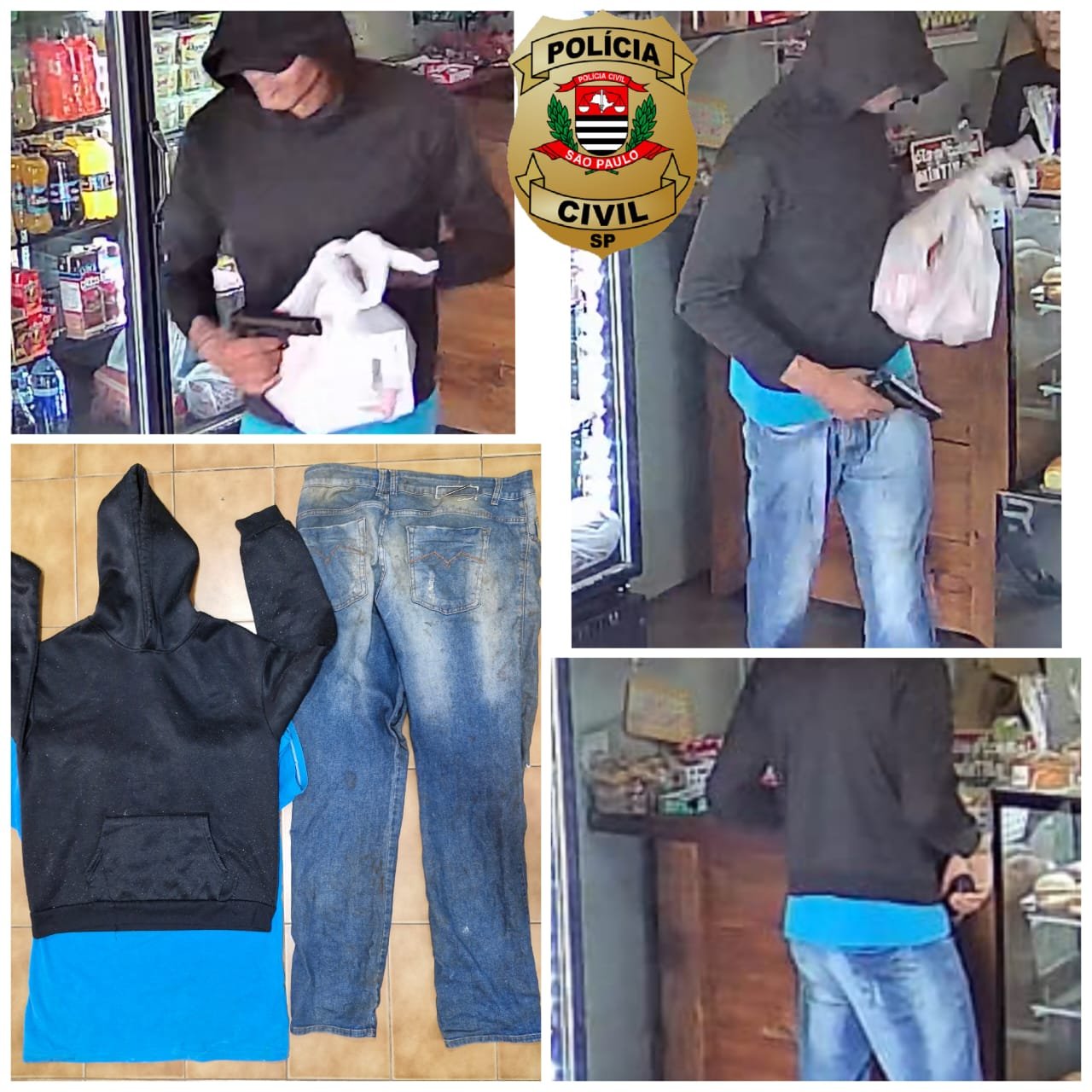 Polícia Civil identifica suspeito e apreende roupas usadas em roubo a padaria de Birigui