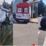 SAMU se envolve em acidente com HB20 e motorista é levada ao pronto-socorro em Araçatuba