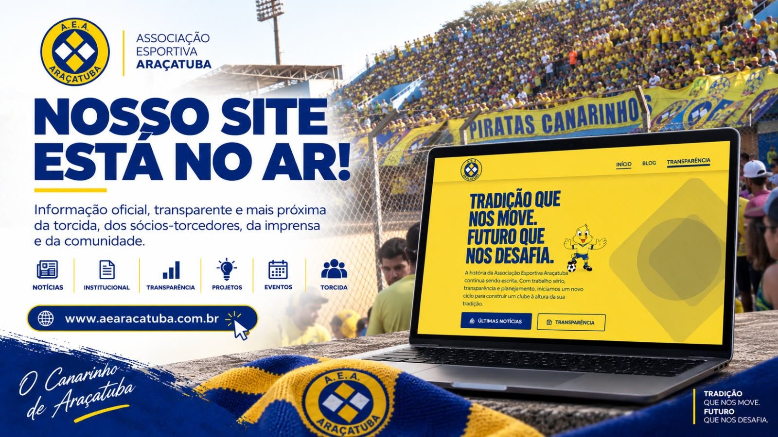 AEA lança site oficial com portal de transparência para a torcida