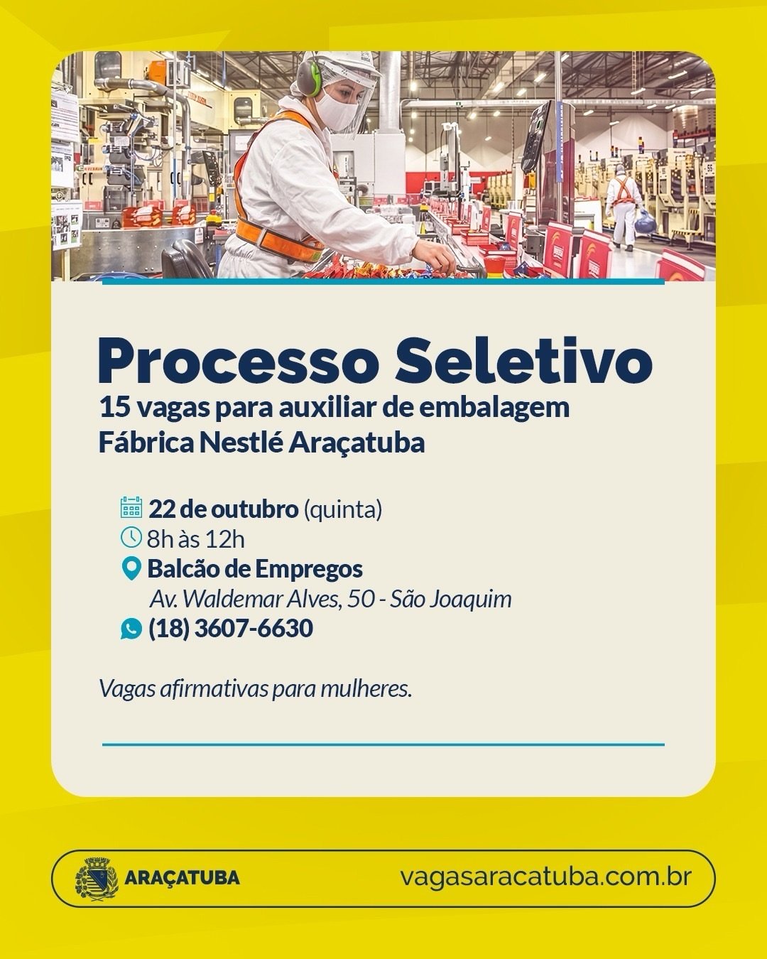 Balcão de Empregos de Araçatuba abre 15 vagas em seleção da Nestlé